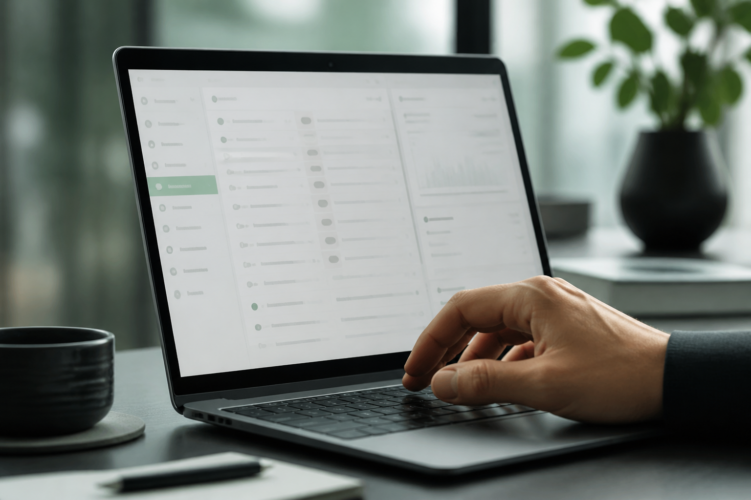 Hand navigating Google Vault interface on a laptop, setting up Google Vault retention for Australian SMB email security.
