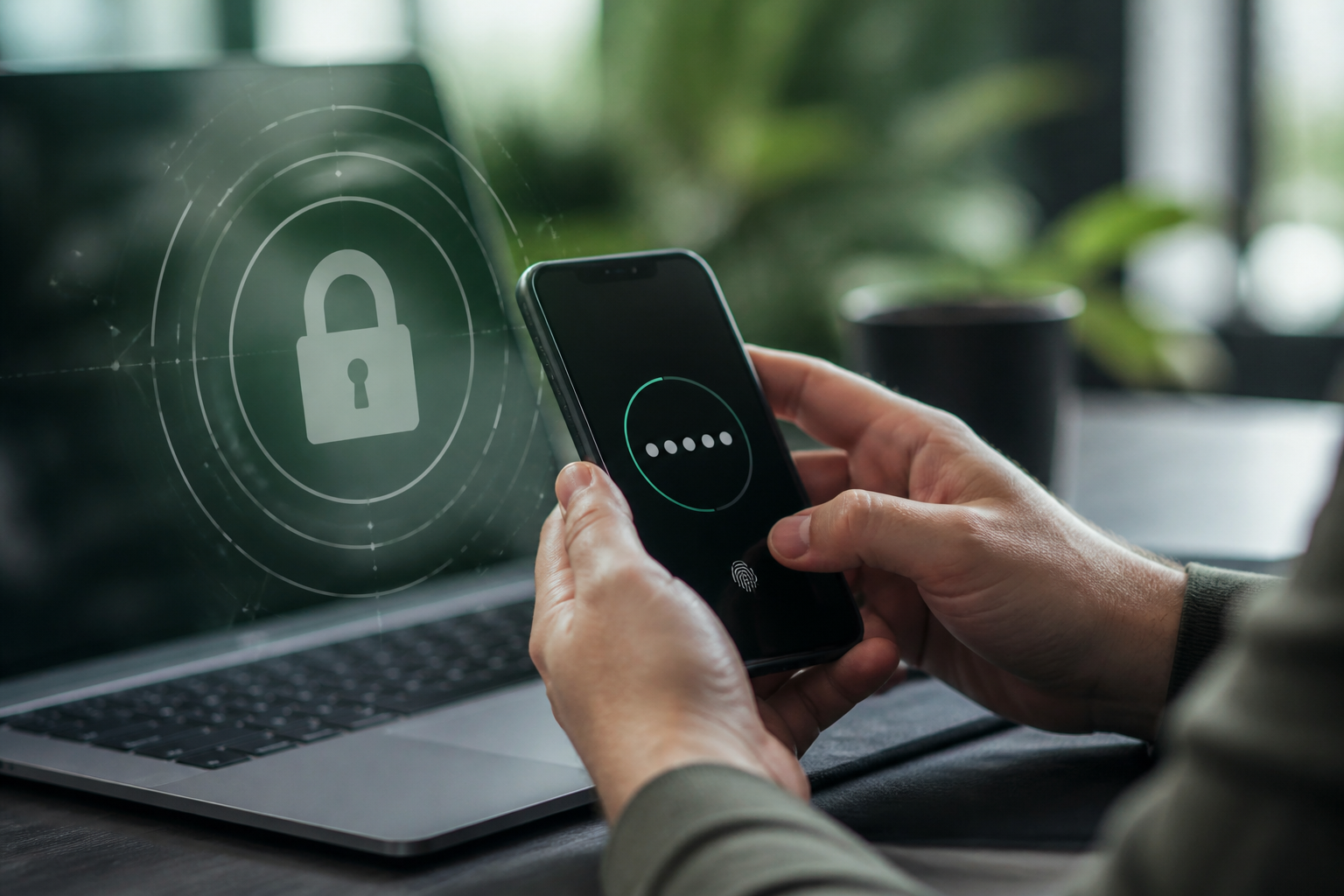 A person uses a smartphone for multi-factor authentication to secure a Microsoft 365 account, highlighting the importance of a Microsoft 365 security audit for small business.