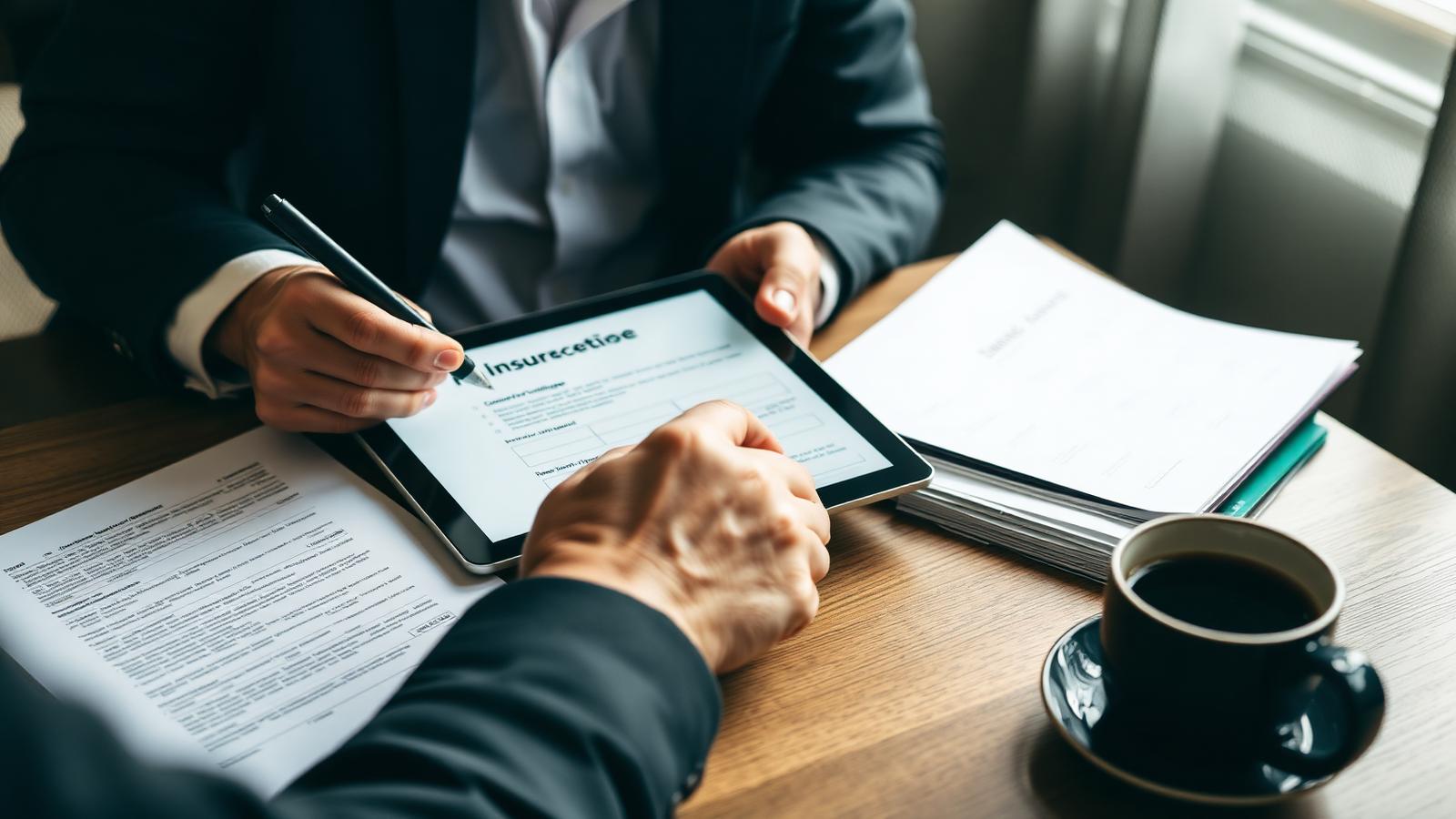 Business owner completing a cyber insurance questionnaire on a tablet