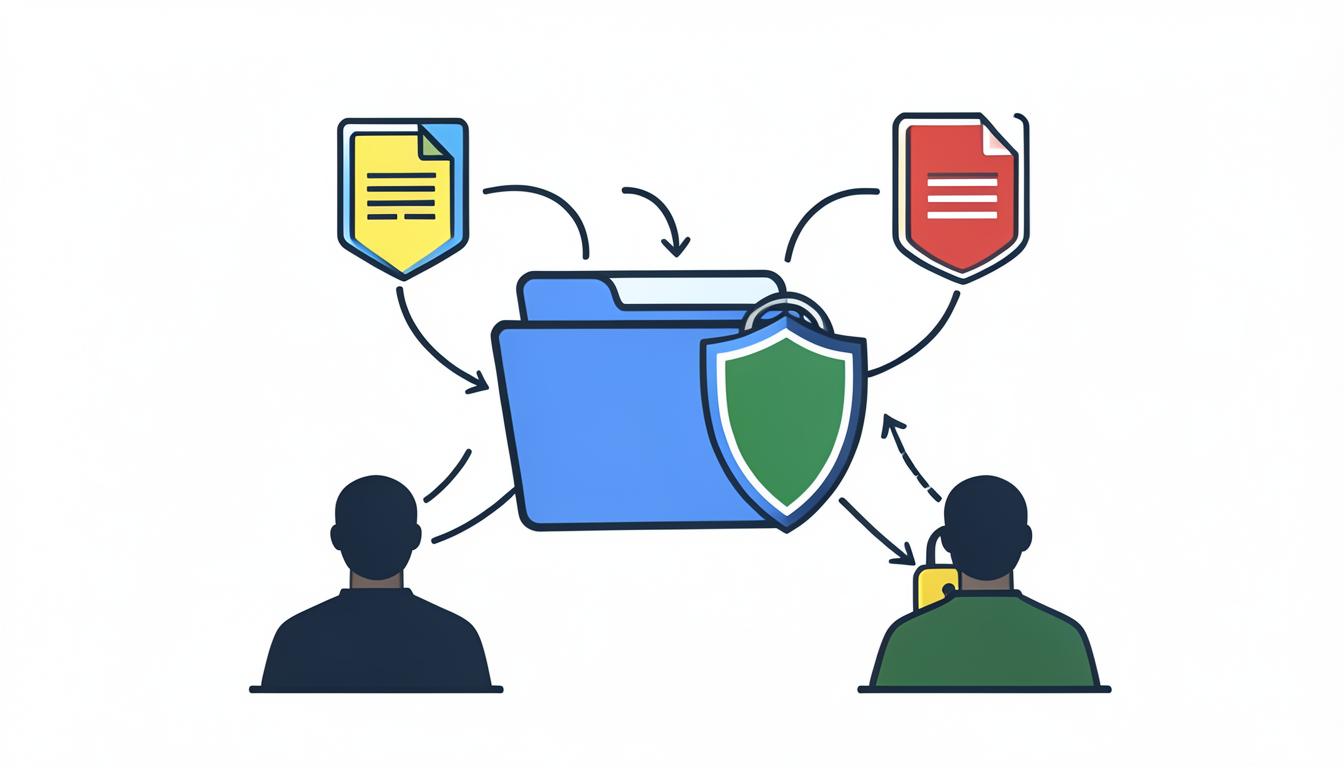 Google Workspace Drive sharing links secured with green shield and padlock icons